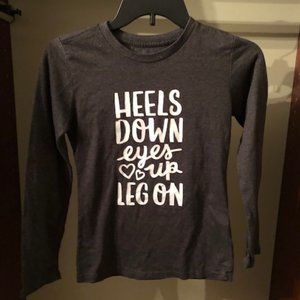 Girls Horseback riding themed long sleeve t-shirt Charcoal Gray Size Girls Large